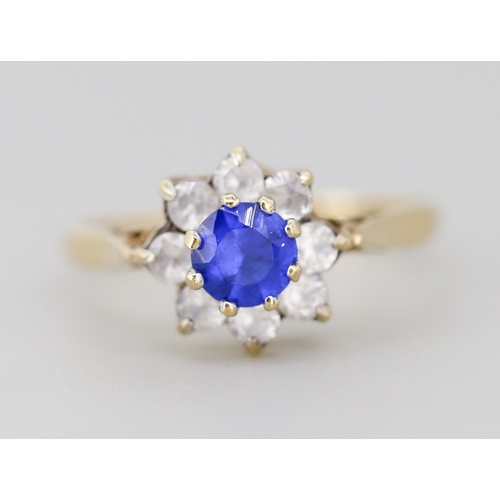 57 - Cubic Zirconia Set Daisy Cluster Ring Mounted in 9 Carat Yellow Gold Ring Size P