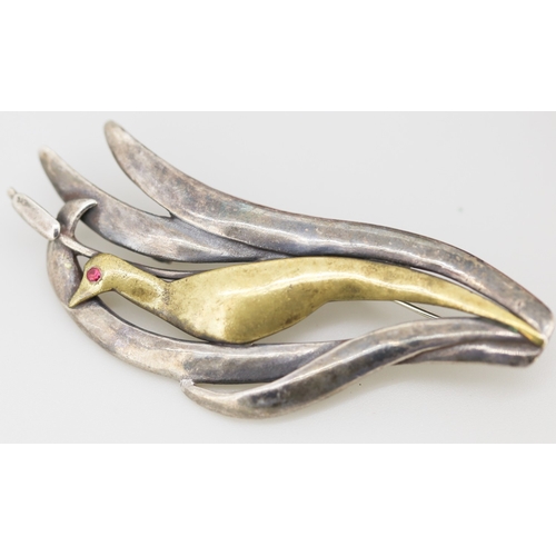 660 - Two Silver Pendants and Attractively Detailed Silver Bird Motif Brooch
