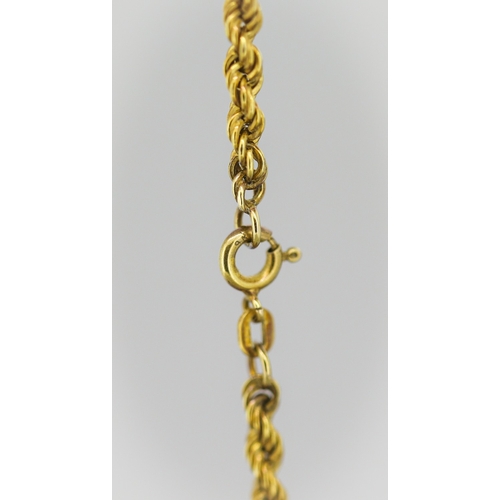 7 - 9 Carat Yellow Gold Rope Chain Necklace 60cm Long