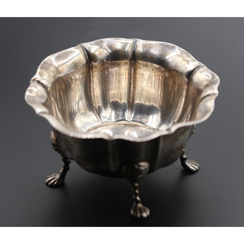 Silver Bowl Fluted Form with Lions Head and Paw Motif Supports 12cm ...