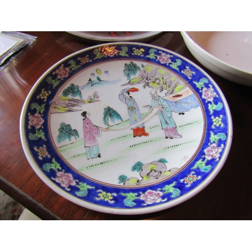 15 - Oriental Charger and Two Others Including Modernist Form Crystal Example with Avian Motif Decoration... 