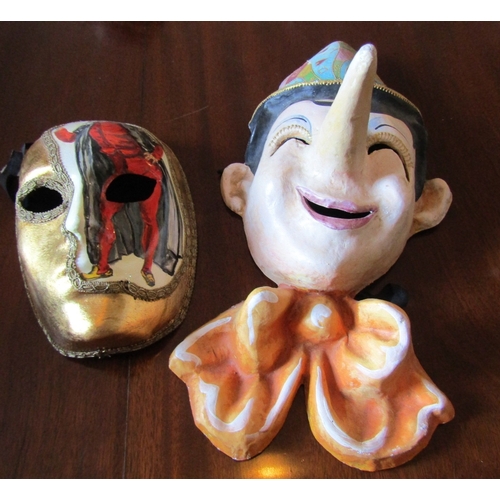 19 - Two Venetian Carnival Masks Each Hand Painted