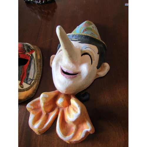 19 - Two Venetian Carnival Masks Each Hand Painted