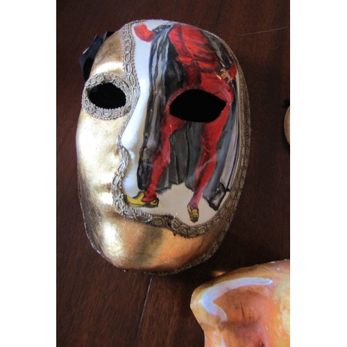 19 - Two Venetian Carnival Masks Each Hand Painted