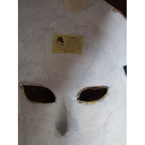 19 - Two Venetian Carnival Masks Each Hand Painted