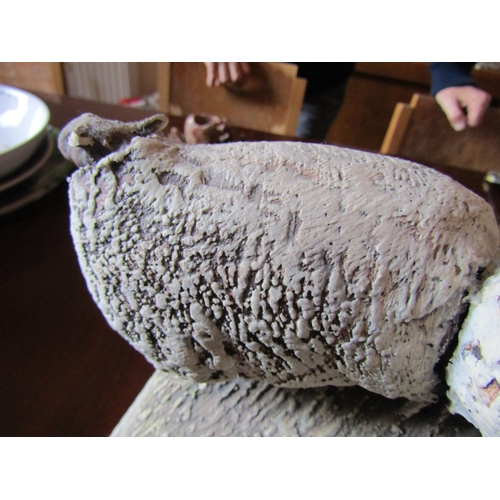 20 - Irish School Sculpture Sheep on Ridge Fired Earthenware Approximately 16 inches Wide x 14 Inches Hig... 