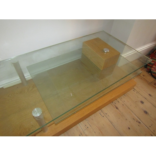 28 - Plate Glass Top Rectangular Form Coffee Table Modernist Design Good quality Approximately 4ft 6 Inch... 