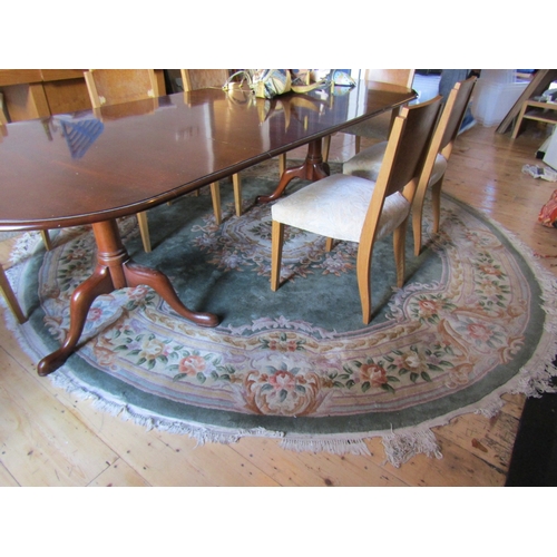 3 - Circular Pure Wool Rug of Ochre and Pale Green Ground Approximately 7ft Diameter