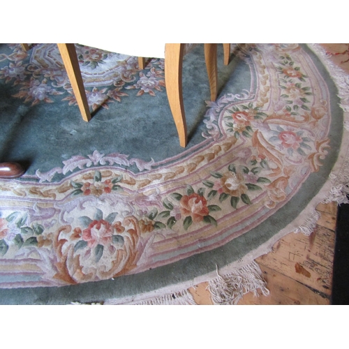 3 - Circular Pure Wool Rug of Ochre and Pale Green Ground Approximately 7ft Diameter