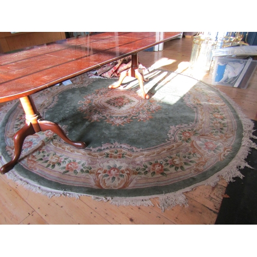 3 - Circular Pure Wool Rug of Ochre and Pale Green Ground Approximately 7ft Diameter