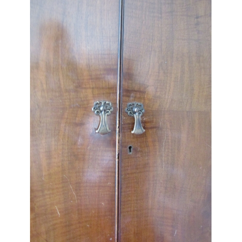 33 - Vintage Walnut Two Door Wardrobe with Drawers to Base above Queen Anne Supports Approximately 3ft 4 ... 