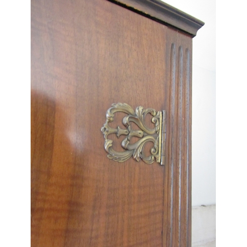 33 - Vintage Walnut Two Door Wardrobe with Drawers to Base above Queen Anne Supports Approximately 3ft 4 ... 