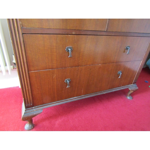 33 - Vintage Walnut Two Door Wardrobe with Drawers to Base above Queen Anne Supports Approximately 3ft 4 ... 