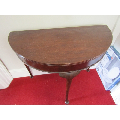 35 - Antique Mahogany Demi Lune Side Table Approximately 32 Inches Wide x 31 Inches High