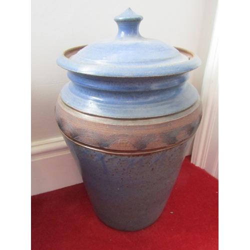 36 - Two Irish Fired Earthenware Urns with Original Covers Tallest Approximately 25 inches High