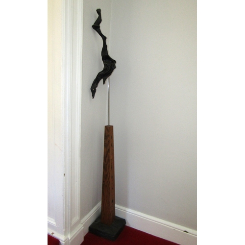 38 - Similar Original Ancient Irish Bog Oak Sculpture Mounted on Block Timber Base Entire Approximately 6... 