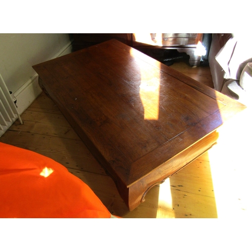 40 - Eastern Hardwood Rectangular Form Carved Coffee or Low Table Approximately 4ft Long x 25 Inches Wide... 