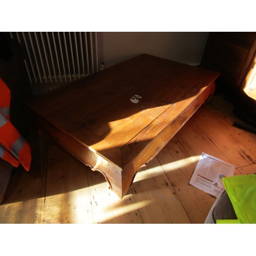 40 - Eastern Hardwood Rectangular Form Carved Coffee or Low Table Approximately 4ft Long x 25 Inches Wide... 