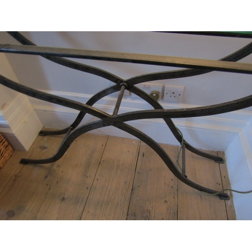 53 - Matching Designer Plate Glass Top Wrought Metal Console Table Approximately 50 Inches Wide x 34 Inch... 