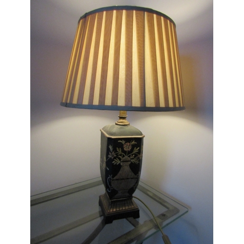 54 - Modern Table Lamp Porcelain with Pleated Shade Electrified Working Order Approximately 30 Inches Hig... 