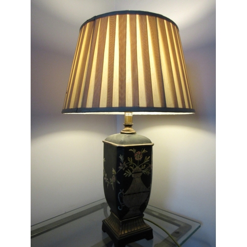 54 - Modern Table Lamp Porcelain with Pleated Shade Electrified Working Order Approximately 30 Inches Hig... 