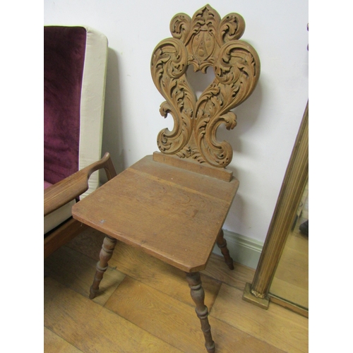 Antique Carved Oak Side Chair Possibly Bavarian