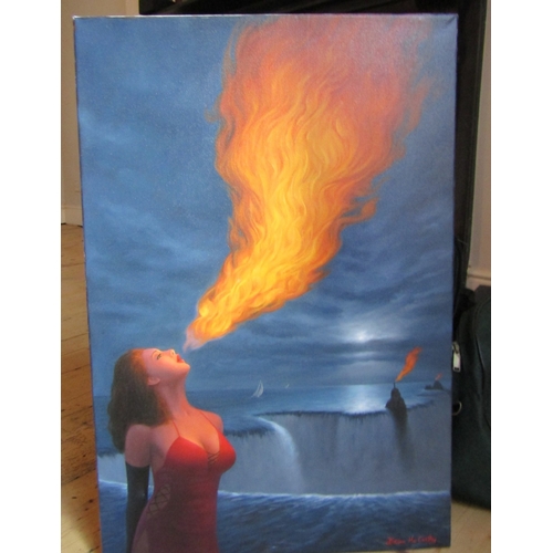 62 - Brian McCarthy b.1960 Siren Oil on Canvas Approximately 32 Inches High x 20 inches Wide Signed Lower... 