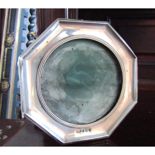 Antique Silver Octagonal Form Photograph Frame Approximately 6 Inches High Hallmarks to Base