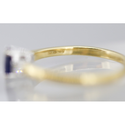 1 - Sapphire and Diamond Set Three Stone Ring Mounted in 18 Carat Yellow Gold Sapphire Approximately .50... 