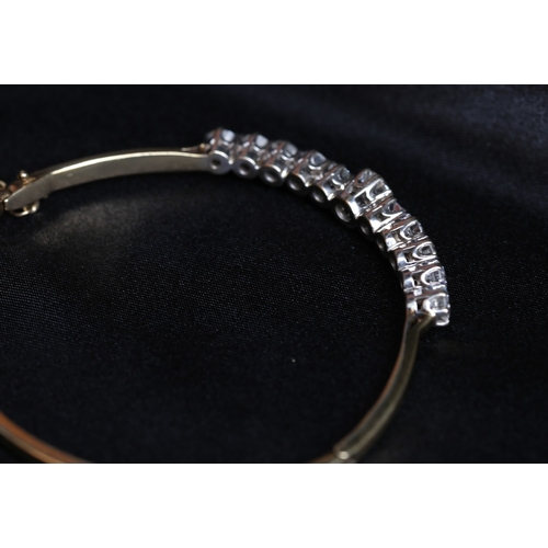 11 - Diamond Eleven Stone Set Bangle Bracelet Mounted in 9 Carat Yellow Gold Centre Stone Approximately 1... 