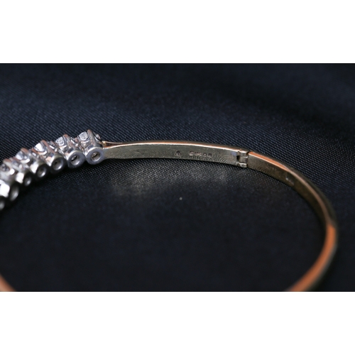 11 - Diamond Eleven Stone Set Bangle Bracelet Mounted in 9 Carat Yellow Gold Centre Stone Approximately 1... 