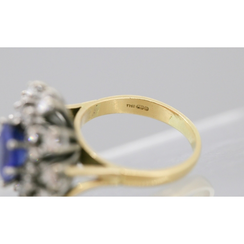 14 - Finely Detailed Sapphire Centre Stone Ring with Diamond Set Double Halo Surround Mounted in 18 Carat... 