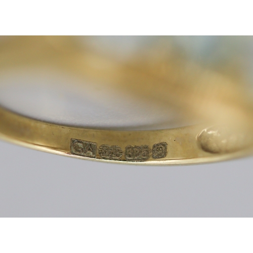 18 - Oval and Pear Cut Aquamarine Set Five Stone Ring Mounted in 9 Carat Yellow Gold Ring Size K and a Ha... 