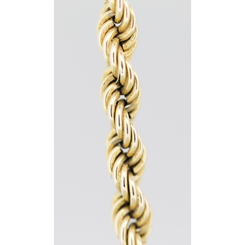 19 - 9 Carat Yellow Gold Rope Chain of Good Size 60cm Long 8mm Width