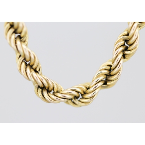 19 - 9 Carat Yellow Gold Rope Chain of Good Size 60cm Long 8mm Width