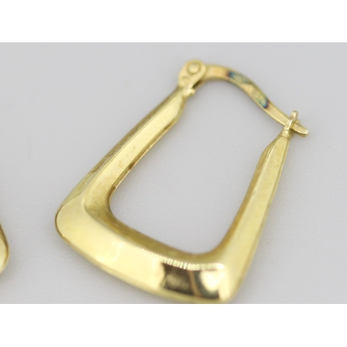 20 - Pair of 9 Carat Yellow Gold Square Form Hoop Earrings 2cm High