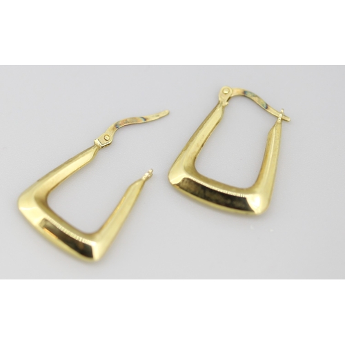 20 - Pair of 9 Carat Yellow Gold Square Form Hoop Earrings 2cm High