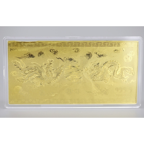 24 - 1 Gram Poh Kung 999.9 Fine Gold Commemorative Note Dragon and Phoenix Motif Encapsulated within Orig... 