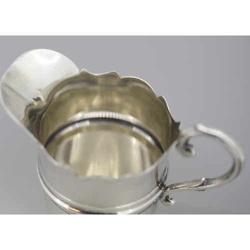26 - Small Silver Cream Jug Fluted Rim 6cm High Hallmarked William Bruford & Son, Birmingham 1906
