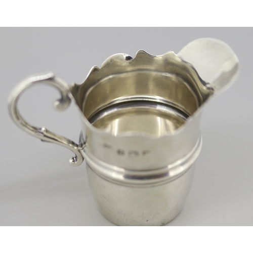 26 - Small Silver Cream Jug Fluted Rim 6cm High Hallmarked William Bruford & Son, Birmingham 1906