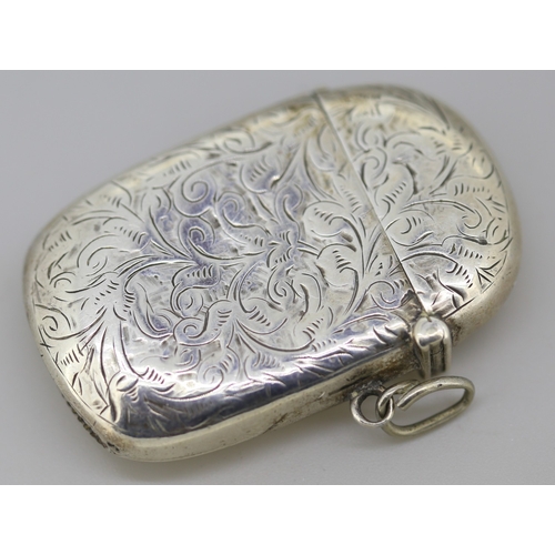 27 - Silver Vesta Case Incised Detailing Hinged Cover Striker to Base 5.5cm by 3.5cm Hallmarked William O... 