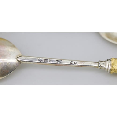 29 - Two Silver Spoons with Silver Gilt Figural Finials 'The Queens Beast' 12cm Hallmarked William Comyns... 
