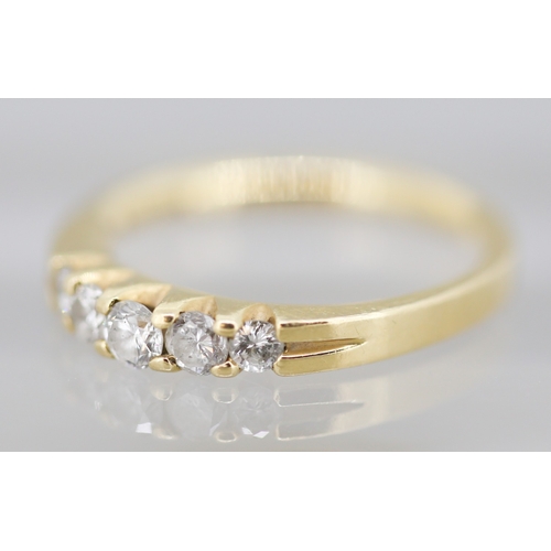 34 - Diamond Five Stone Set Ring Graduated Form Mounted in 14 Carat Yellow Gold Ring Size N and a Half