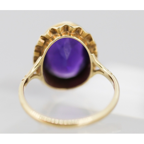 35 - Amethyst Set Single Stone Ring Mounted in 9 Carat Yellow Gold Ring Size O