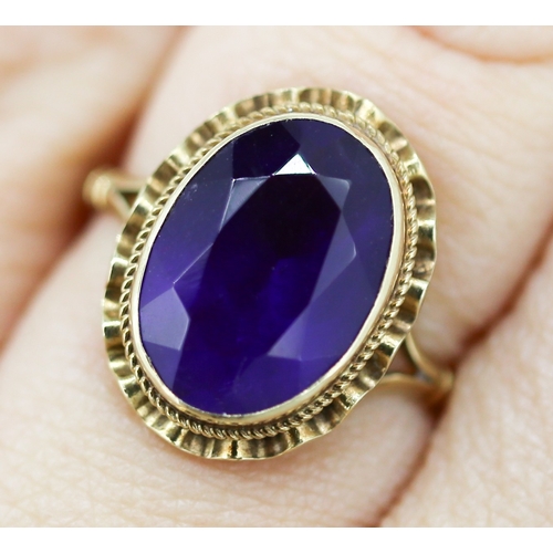 35 - Amethyst Set Single Stone Ring Mounted in 9 Carat Yellow Gold Ring Size O