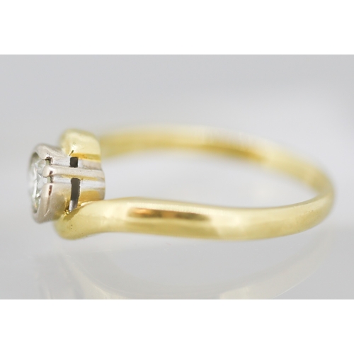 36 - Diamond Solitaire Half Bezel Set Wraparound Form Mounted in 18 Carat Yellow Gold Ring Size N Total D... 