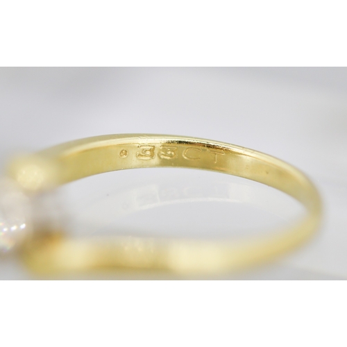 36 - Diamond Solitaire Half Bezel Set Wraparound Form Mounted in 18 Carat Yellow Gold Ring Size N Total D... 