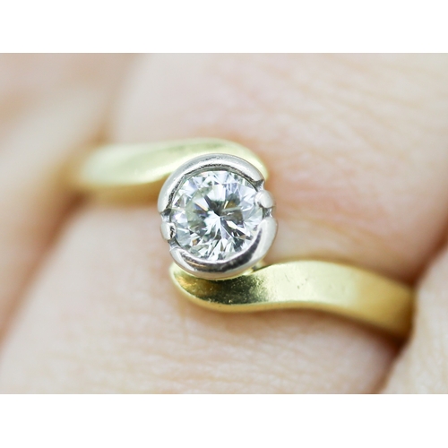 36 - Diamond Solitaire Half Bezel Set Wraparound Form Mounted in 18 Carat Yellow Gold Ring Size N Total D... 