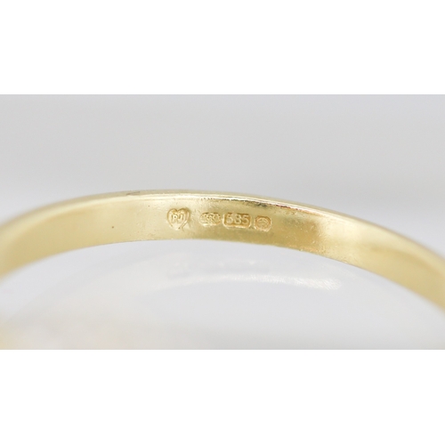 38 - Finely Detailed Sapphire Pear Cut Three Stone Ring with Further Diamond Insets Mounted in 14 Carat Y... 