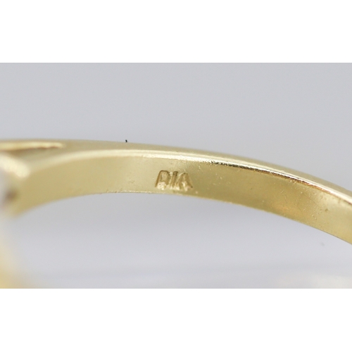 38 - Finely Detailed Sapphire Pear Cut Three Stone Ring with Further Diamond Insets Mounted in 14 Carat Y... 